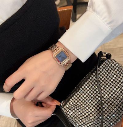 Cartier Panthere Gold Watch De 27*37MM Quartz Movement Grey Dial Square Women Watch